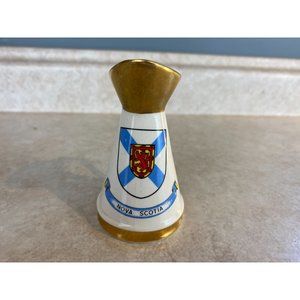 Wade England Vintage Nova Scotia Mini Pitcher Souvenir White w/Gold Trim 3.5"